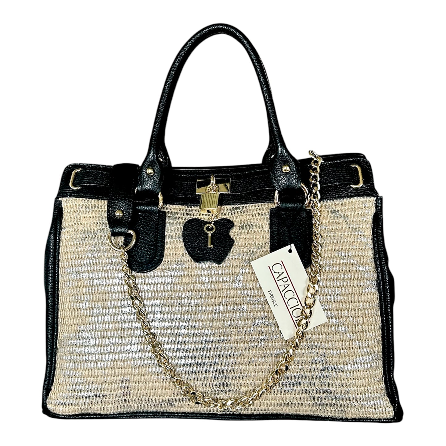 Borsa in pelle e paglia