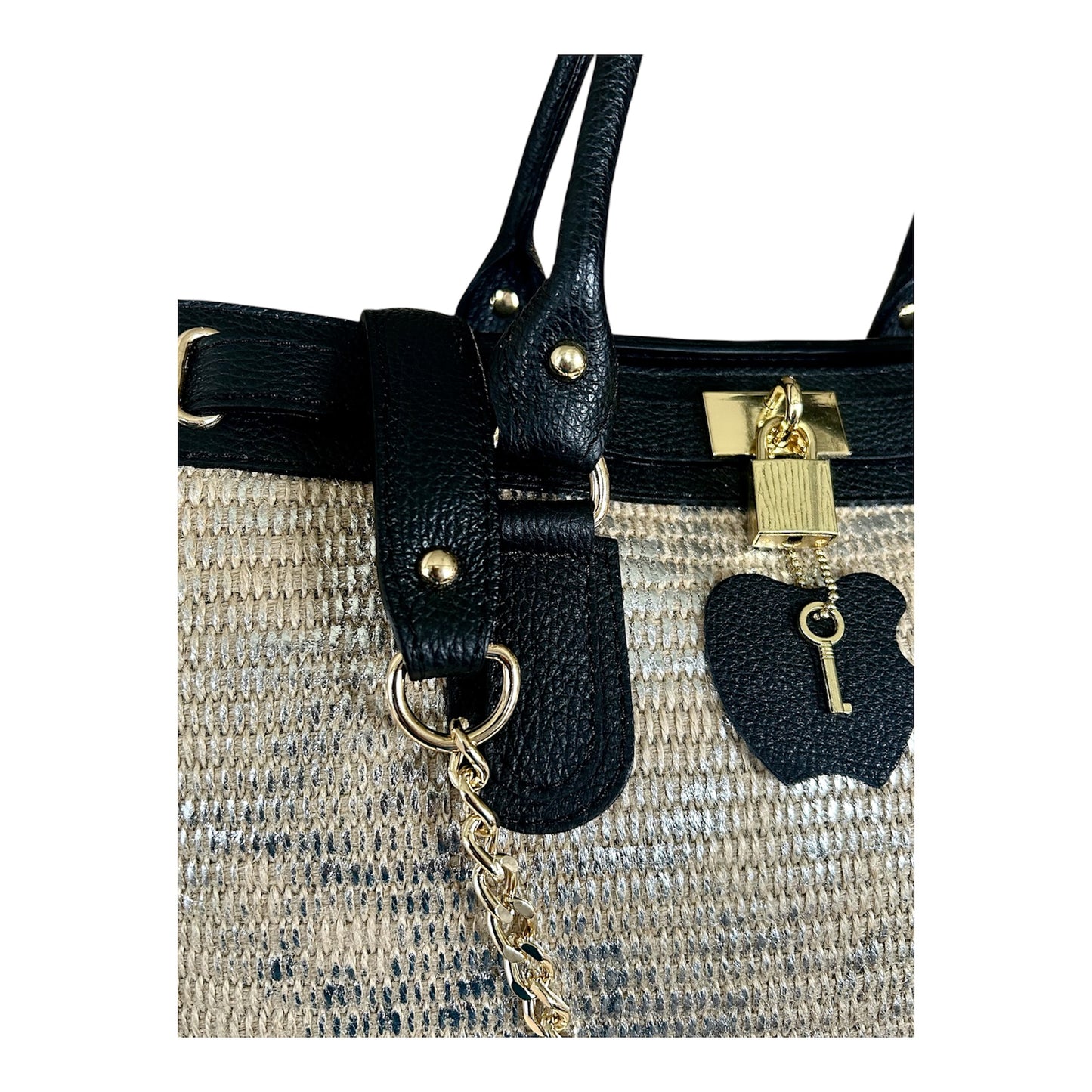 Borsa in pelle e paglia