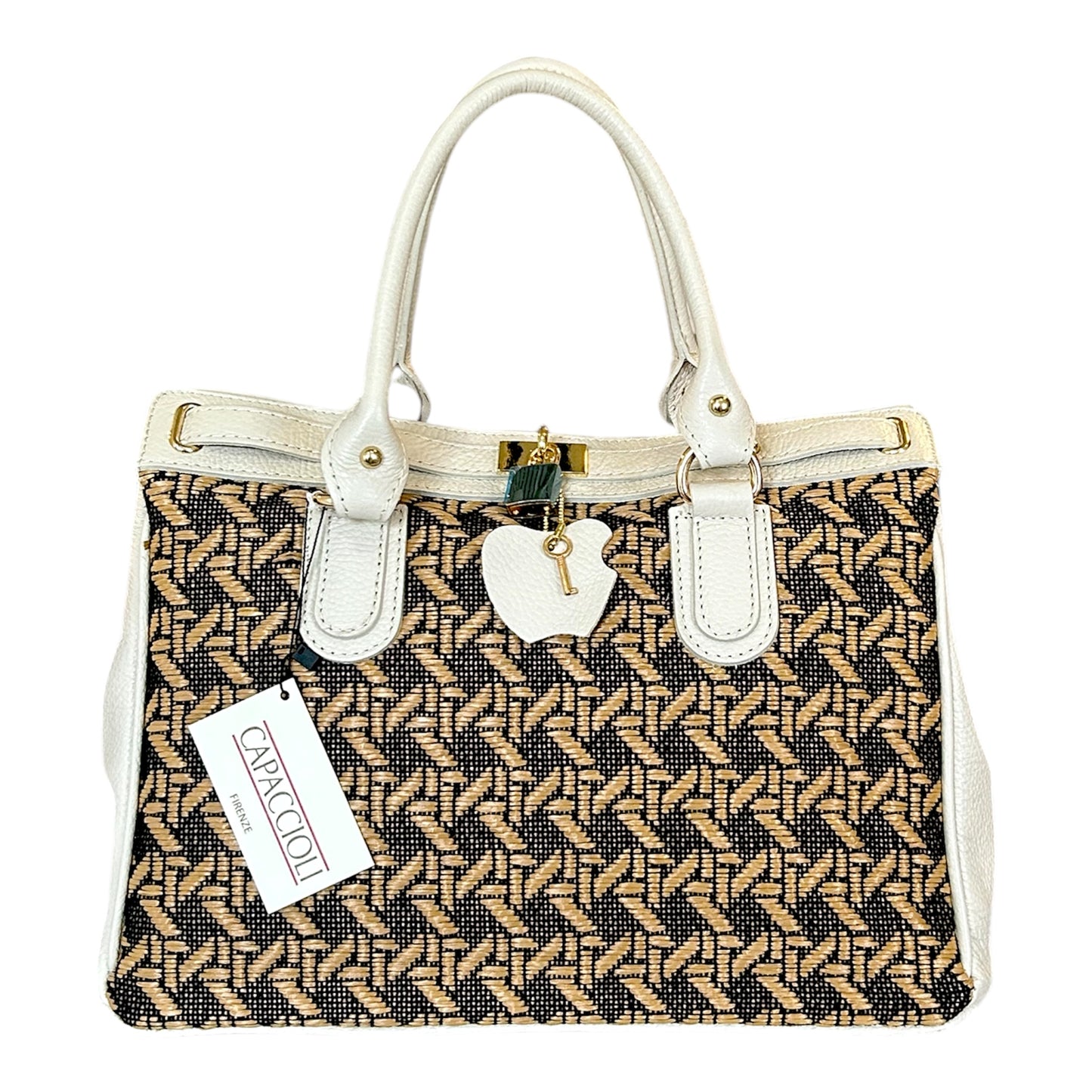 Borsa in pelle e paglia