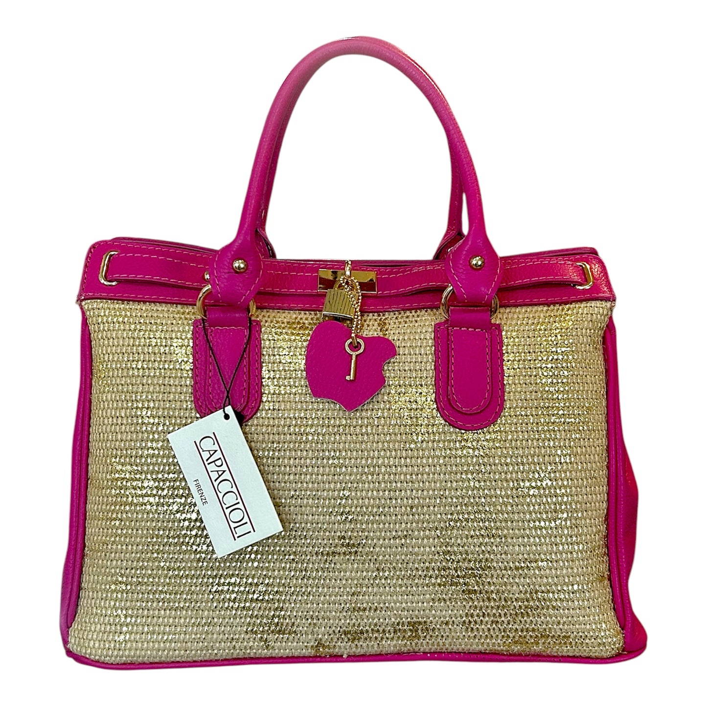 Borsa in pelle e paglia